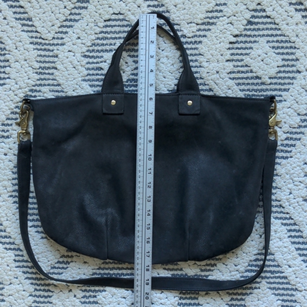 Clare V. Black Suede Leather Crossbody Satchel Bag - Picture 11 of 15
